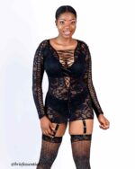 All Over Lace Long Sleeve Chemise Set
