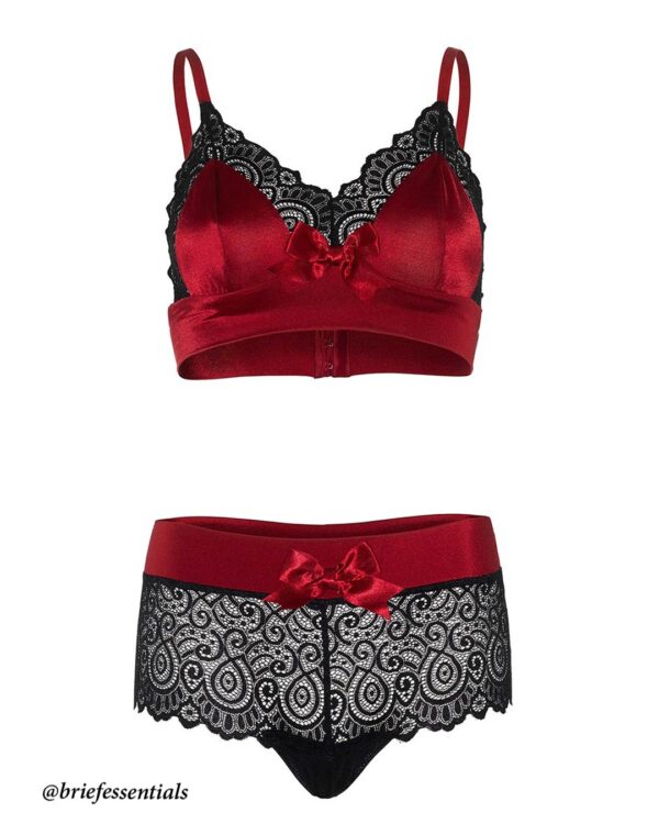Satin & Lace Bralette and Boyshort Set