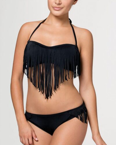 Tacoma tassle bandeau bikini set