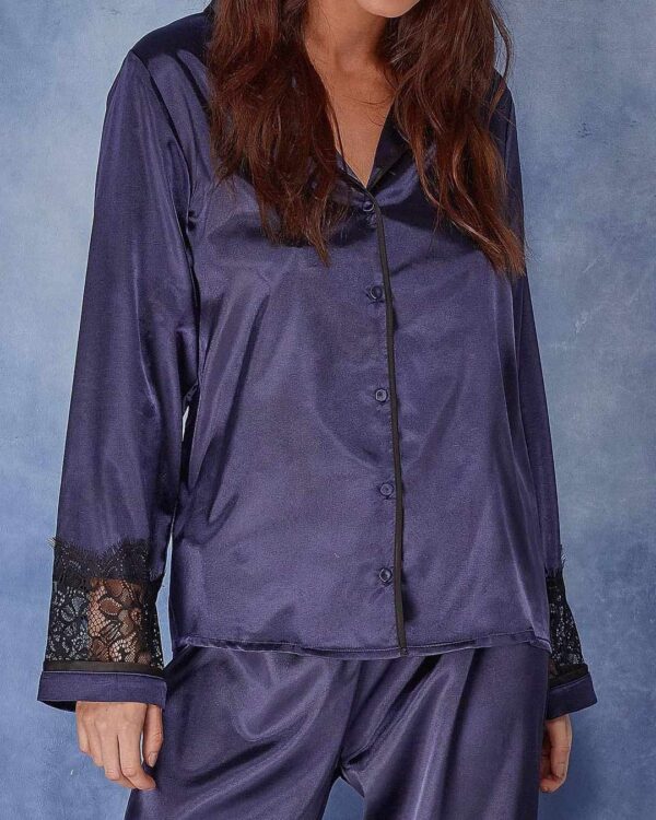 Emmy Satin and Lace Trim Luxury PJ Set