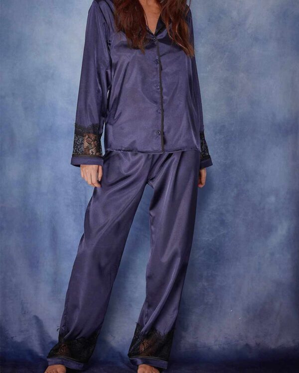Emmy Satin and Lace Trim Luxury PJ Set
