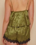 Olive Green Satin Camisole & Shorts Set