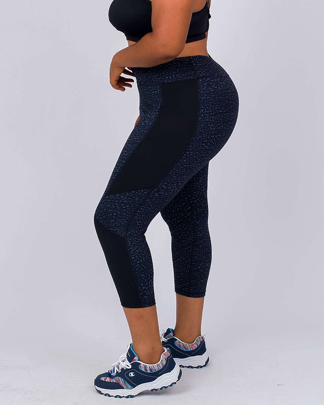 JMS Active Blocked Capri, Black Piecing 