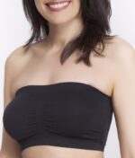 Q-T Intimates Seamless Pullover  Nursing Bandeau Bra with Removable Straps, Black