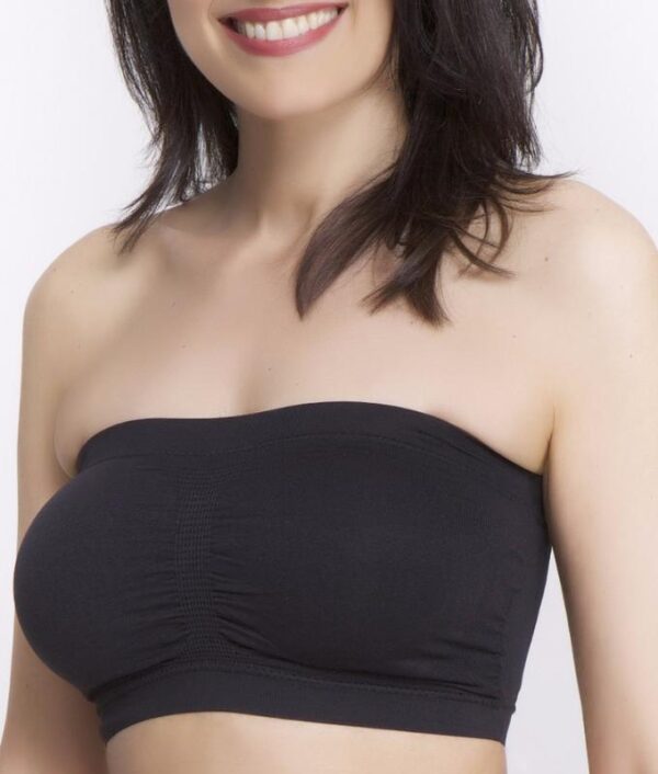 Q-T Intimates Seamless Pullover  Nursing Bandeau Bra with Removable Straps, Black