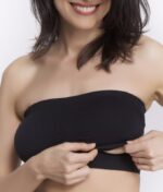 Q-T Intimates Seamless Pullover  Nursing Bandeau Bra with Removable Straps, Black