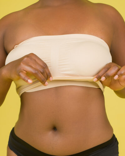 Q-T Intimates Seamless Pullover  Nursing Bandeau Bra with Removable Straps, Nude