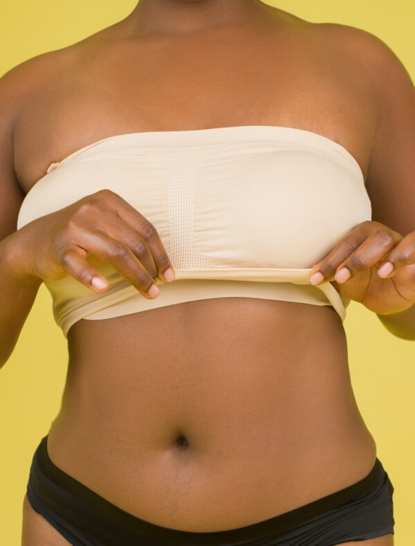 Q-T Intimates Seamless Pullover  Nursing Bandeau Bra with Removable Straps, Nude