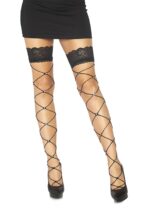Crystalized Fishnet lace Thigh Highs