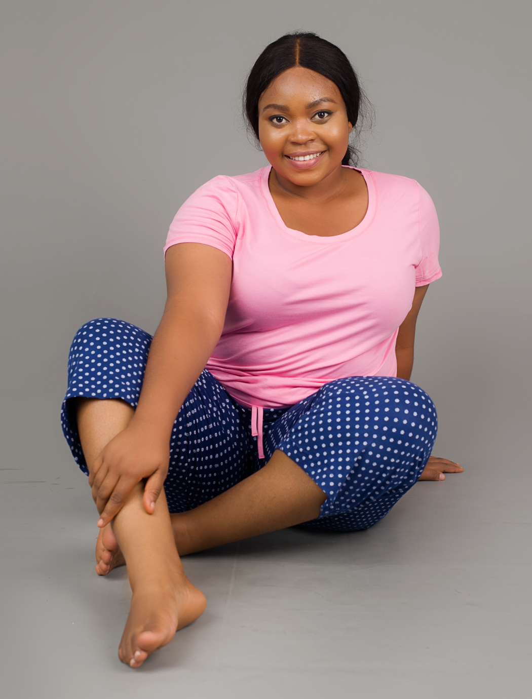 Double Fun T-shirt and Capri Lounge Wear, Pink and Navy Floral Double Fun T-shirt and Capri Lounge Wear, Pink and Navy Floral