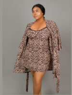 Lace Me Up Robe and Chemise Set, Animal