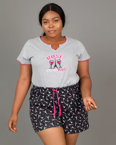 Rose S'il Vous Plait Short Sleeve V Neck Pyjamas Set