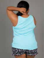 Stop and Smell the Coffee Ruffle Short Set, Blue and Black