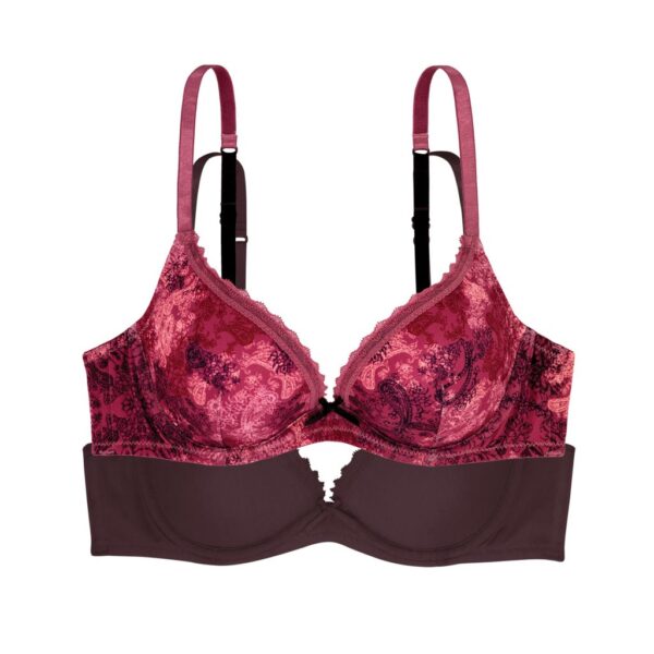 DORINA Joyce 2 Pack  Plunge-Push Up Bra, Paisley/Dark Red