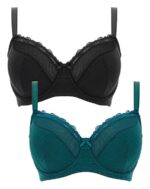 DORINA Paula 2 Pack Full Cup-Non Padded  Bra, Black/Dark Green