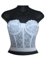 Strapless Lace Low Back Bustier, Black