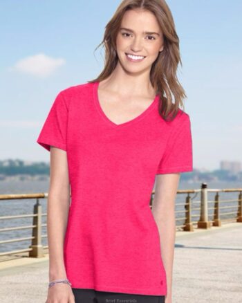 Champion Authentic Women's Jersey V-Neck Tee, Pink