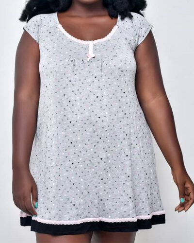 Grey Tuck Me In Printed Night Shirt