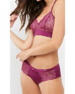 DORINA Hannah Wirefree Lace Bralette & Hispter, Wine