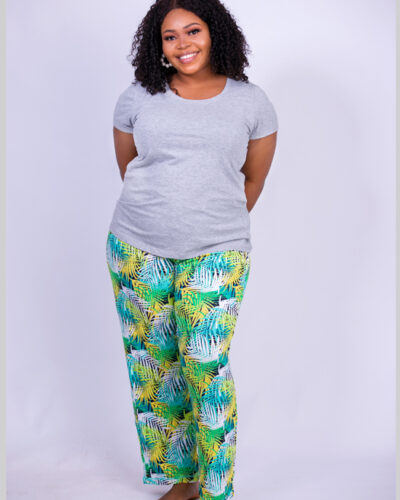 Double Fun Pj Set Floral Print Grey