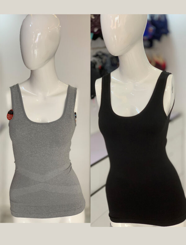 Ribbed Seamless 2 Pack Shaper Tank, Grey/Black