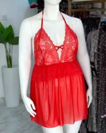 BE Curvy Girl Charmed Layered Babydoll, Red