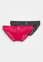 DORINA Angie Pack of 2 Brazilian Lace Briefs, Black/Red