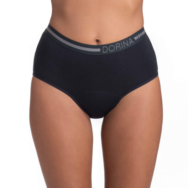 DORINA 2 Pack Midi High Waist Period Panties, Black/Black