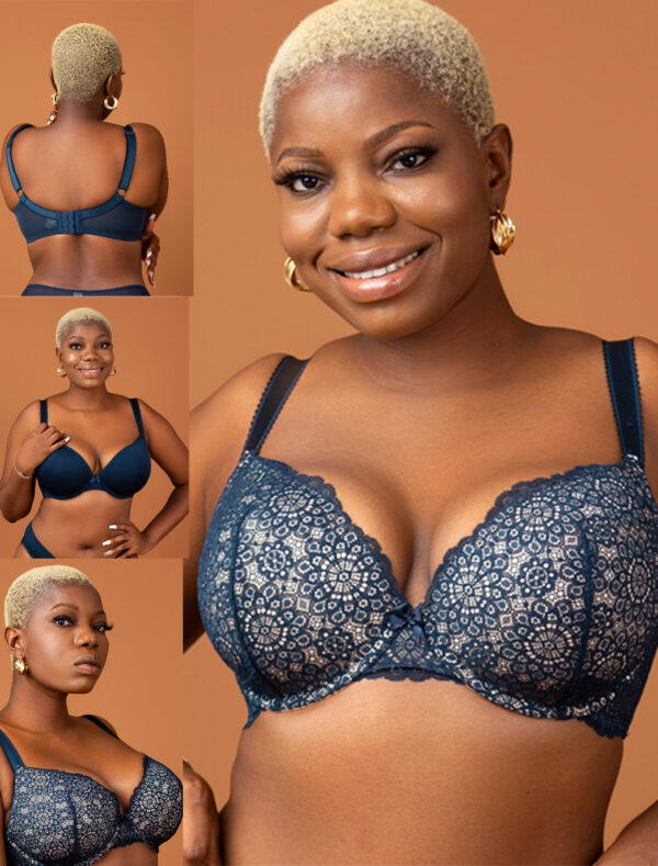 DORINA Abigail Pack of 2 Padded Plunge Bras, Nude/Ink