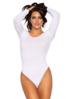 Opaque Long Sleeved Bodysuit One Size, White