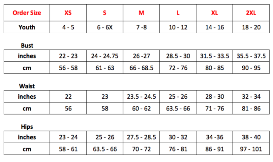 Small Size Chart