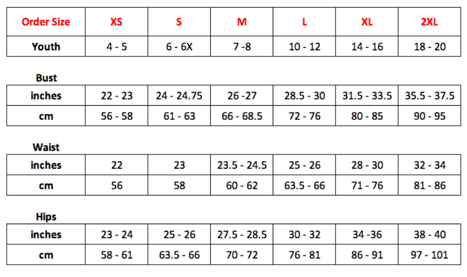 next level youth size chart