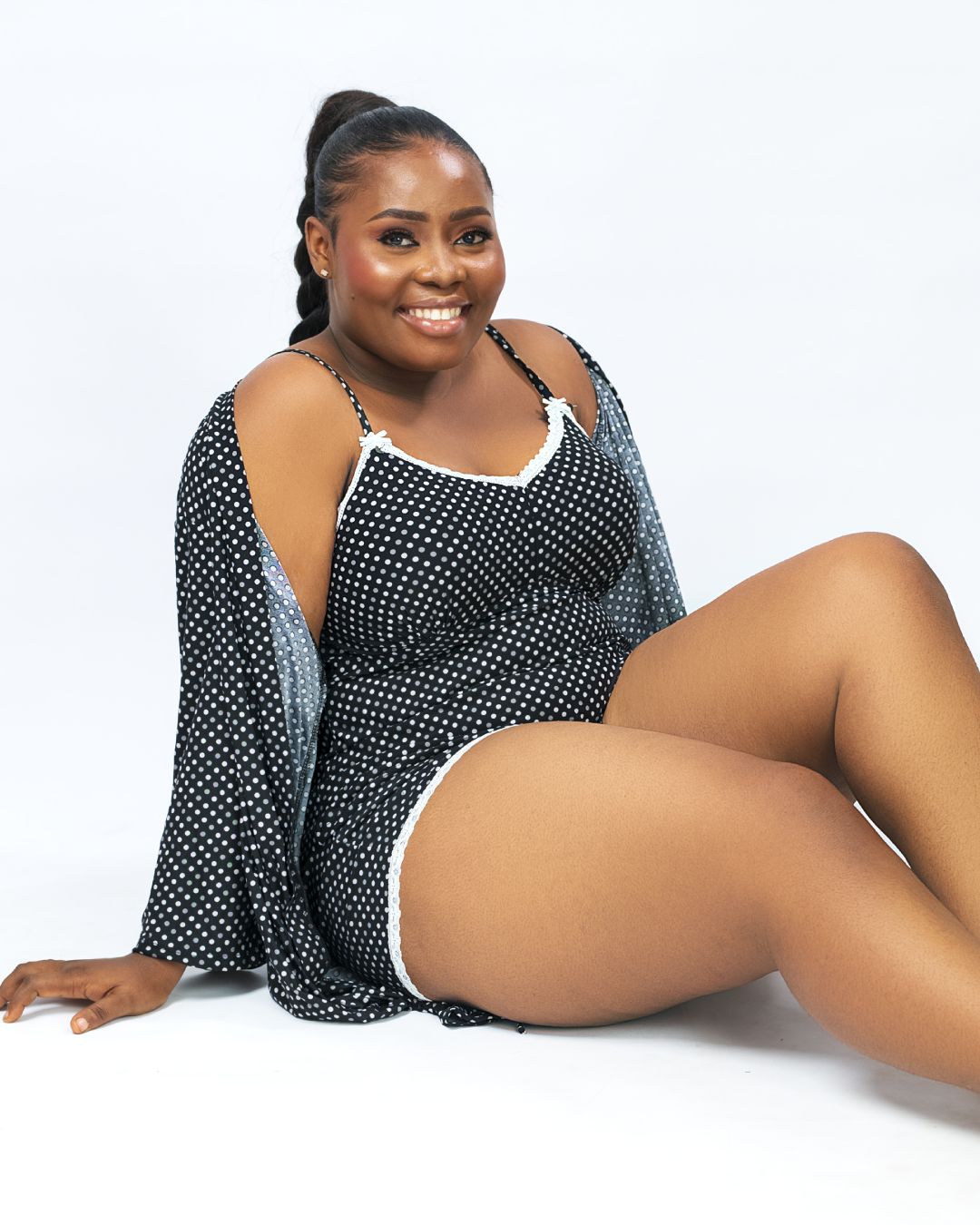 564347-0056 Lace Me Up Robe & Short Set - Image 1