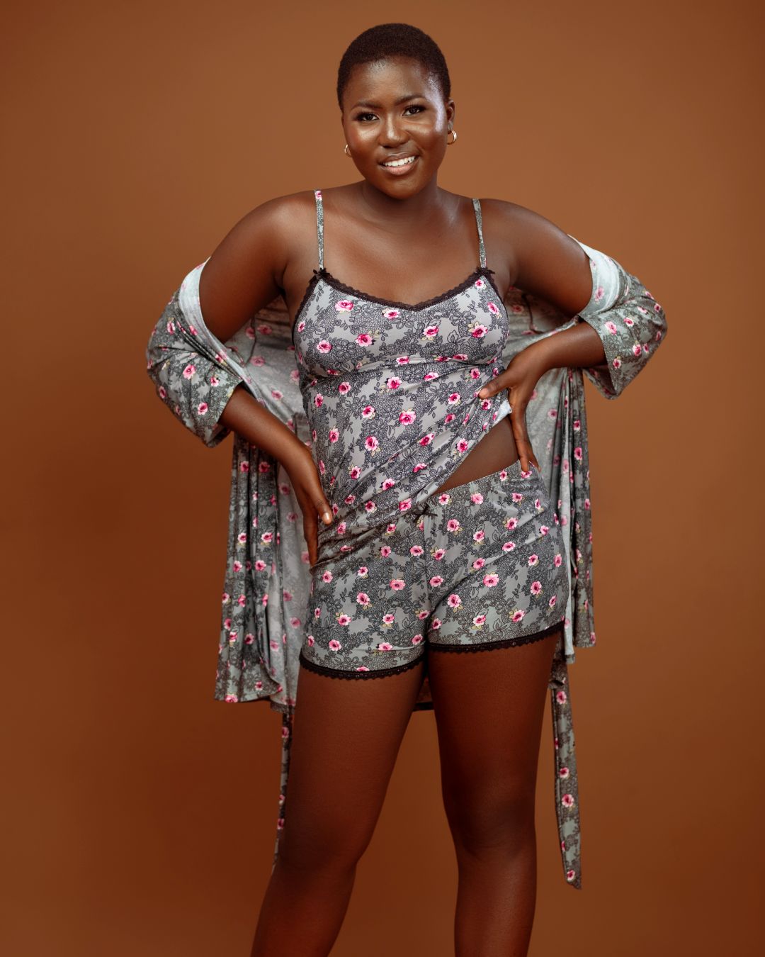 564347-126D (5) Lace Me Up Robe & Short Set, 126D - Image 1