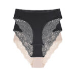DORINA Crystal Pack of 3 Briefs, Black/Beige