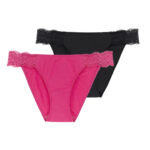 DORINA Estelle Pack of 2 Briefs, Black/Pink