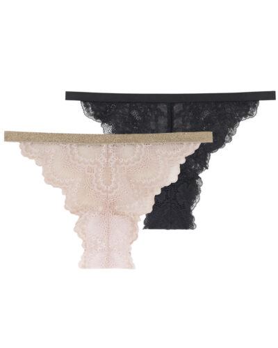 DORINA Gala Pack of 2 Lace Tangas, Black/Pink