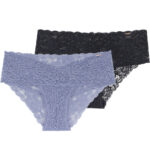 DORINA Lana Pack of 2 Luxurious Scalloped Lace Briefs, Blue/Ink