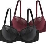 DORINA Makayla Pack of 2 Non-Padded Wired Bra, Black/Red