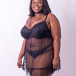 Essentials Dot Your Eyes Harness Chemise & G-String Set, Black