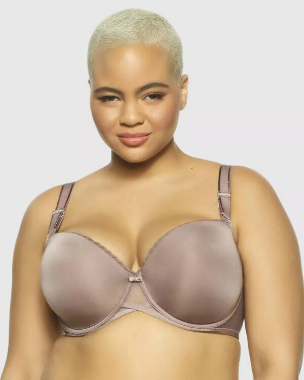 Paramour Peridot Seamless Lace-Back Contour T-Shirt Bra, Mink