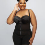 PowerSculpt Slim Latex Sheer Butt Lifter Bodysuit Vest, Black