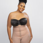 PowerSculpt Slim Latex Sheer Butt Lifter Strapless Bodysuit, Nude