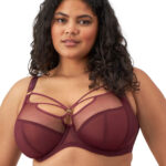 Elomi Sachi Underwire Plunge Bra with Harness, Cabernet