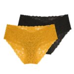 DORINA Lana Pack of 2 Lace Briefs, Yellow Black