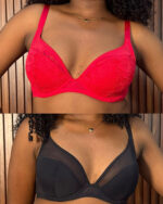 DORINA Clarise Pack of 2 Plunge Bra, Red Black