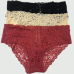 DORINA Lana Pack of 3 Lace Briefs, Coral/Beige/Black
