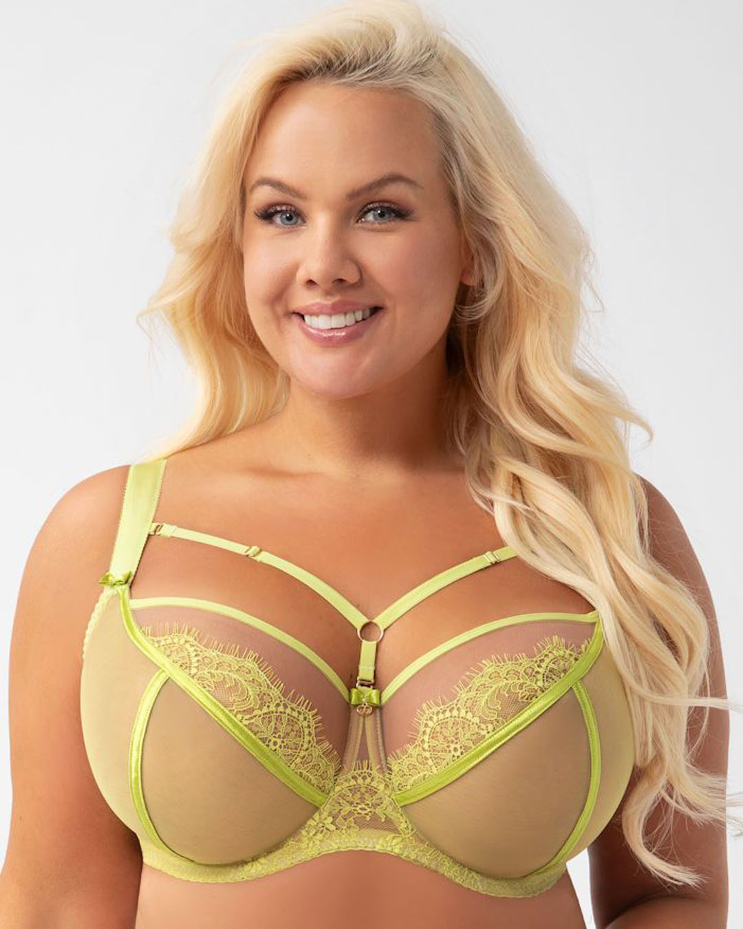 Gorsenia Paradise Harness Bra, Lime (2) Gorsenia Paradise Harness Bra, Lime - Image 1