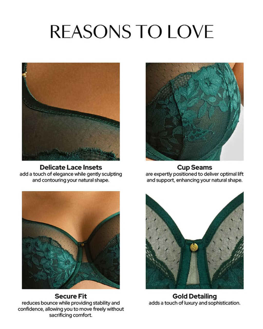 Sculpresse by Panache Josephine Full Cup Bra, Forest Green 10855-Green (4) Sculpresse by Panache Josephine Full Cup Bra, Forest Green - Image 5