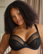 Sculptresse Ella Plunge Bra, Black Sequin